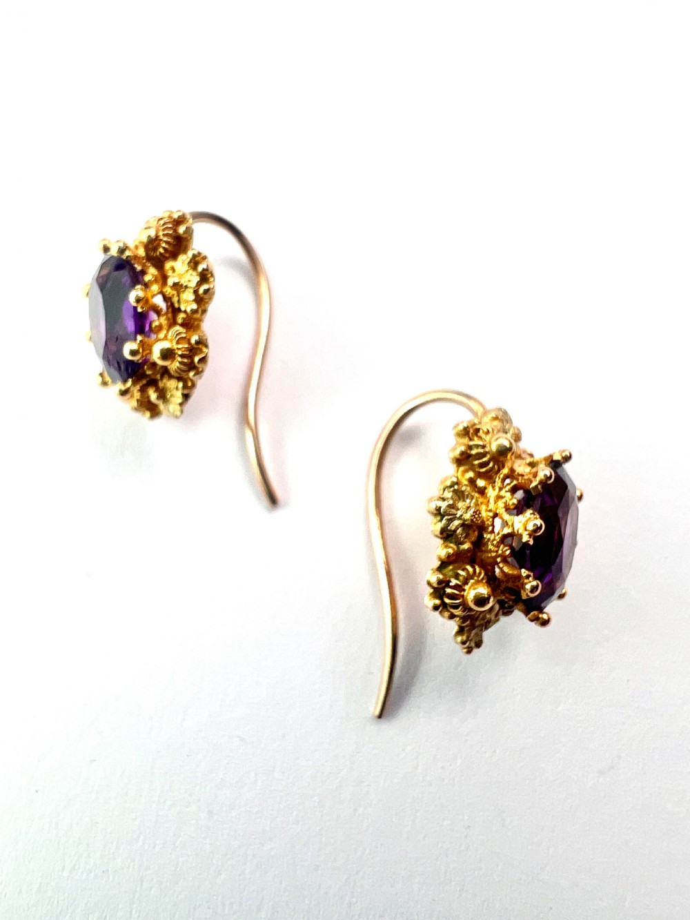 Victorian Amethyst Gold Cannetille Earrings View IV