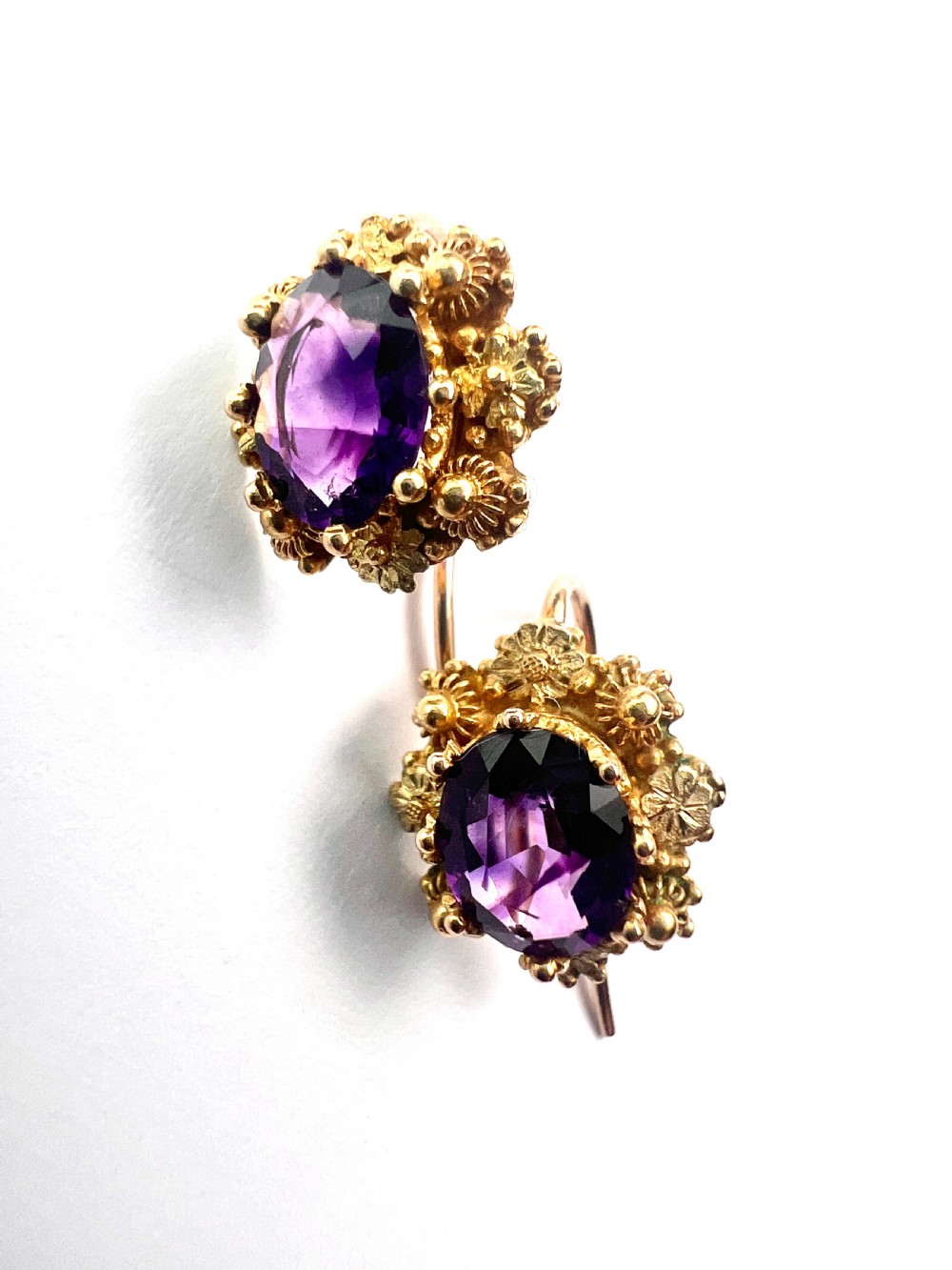 Victorian Amethyst Gold Cannetille Earrings View VII
