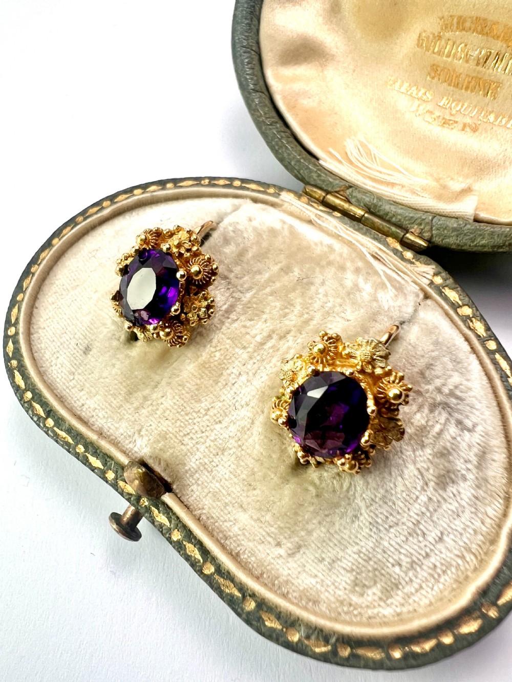Victorian Amethyst Gold Cannetille Earrings View IX