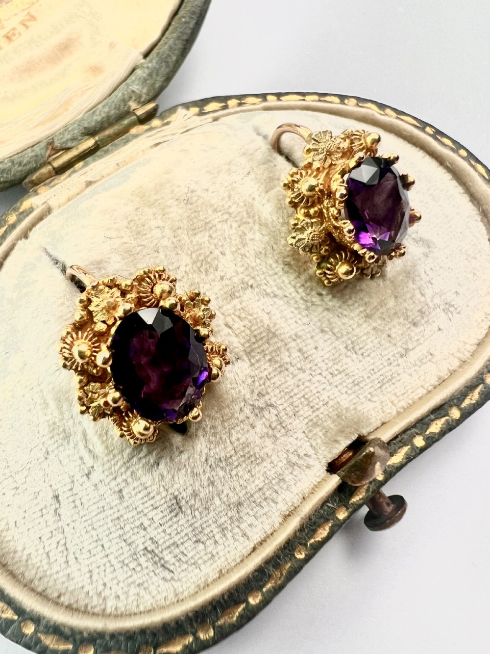 Victorian Amethyst Gold Cannetille Earrings View X