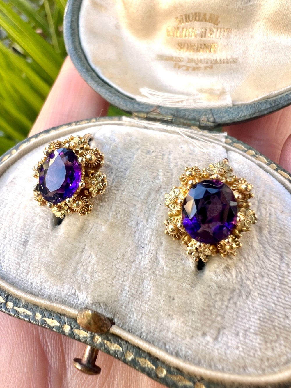 Victorian Amethyst Gold Cannetille Earrings View XIII