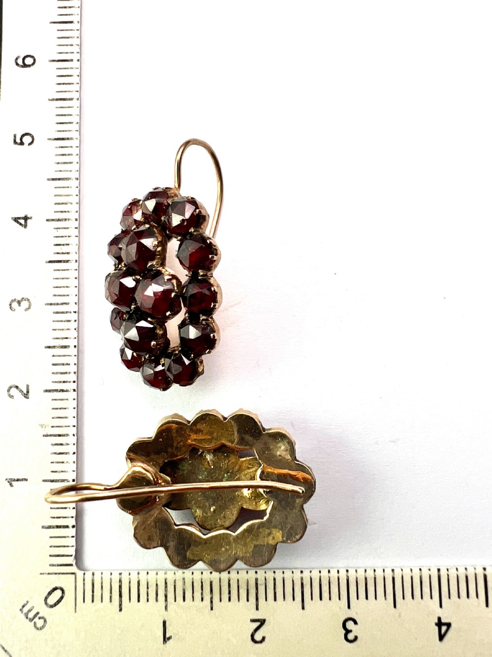 Large Victorian Gold Bohemian Garnet Cluster Earrings View VIII