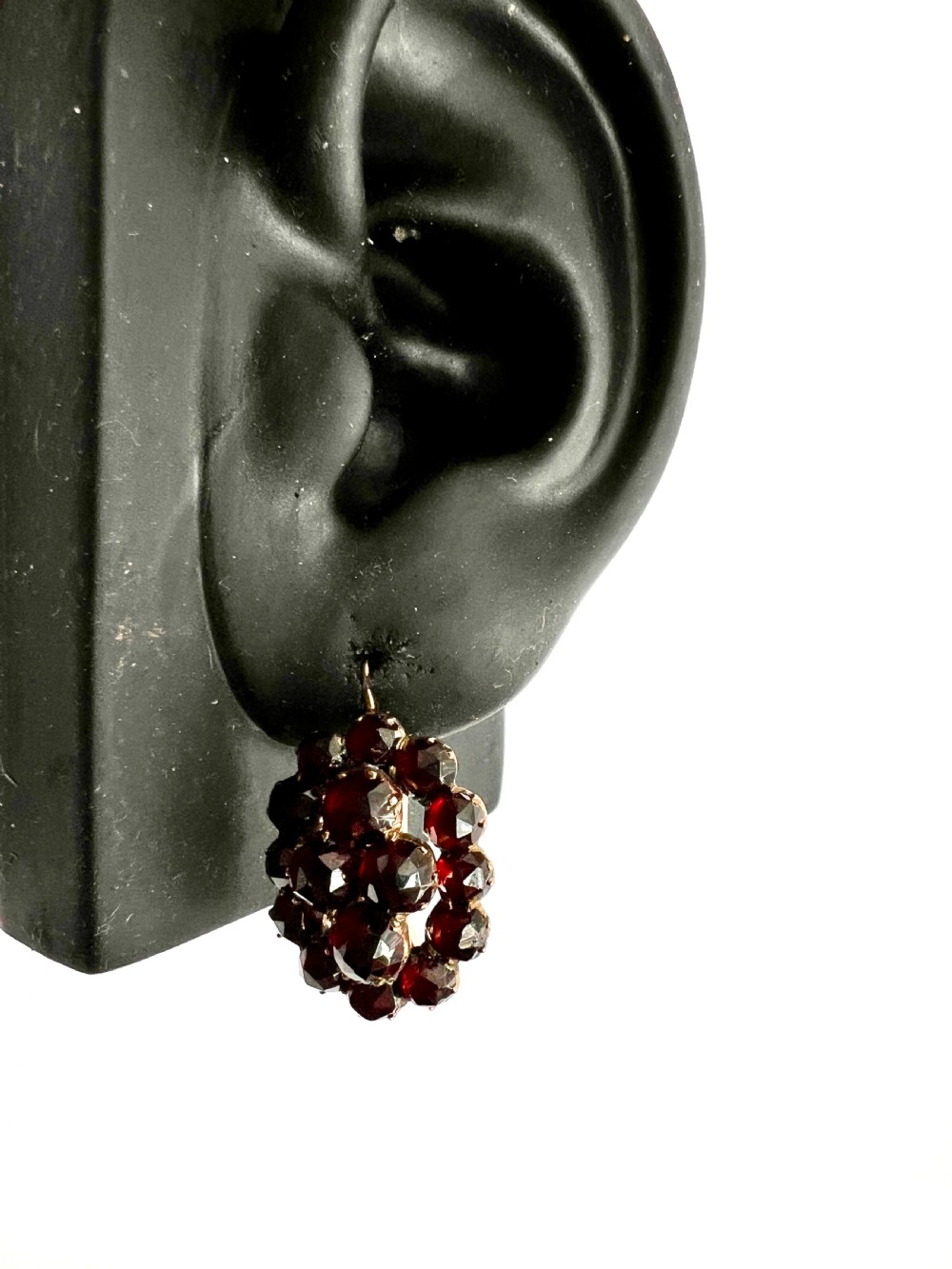 Large Victorian Gold Bohemian Garnet Cluster Earrings View IX