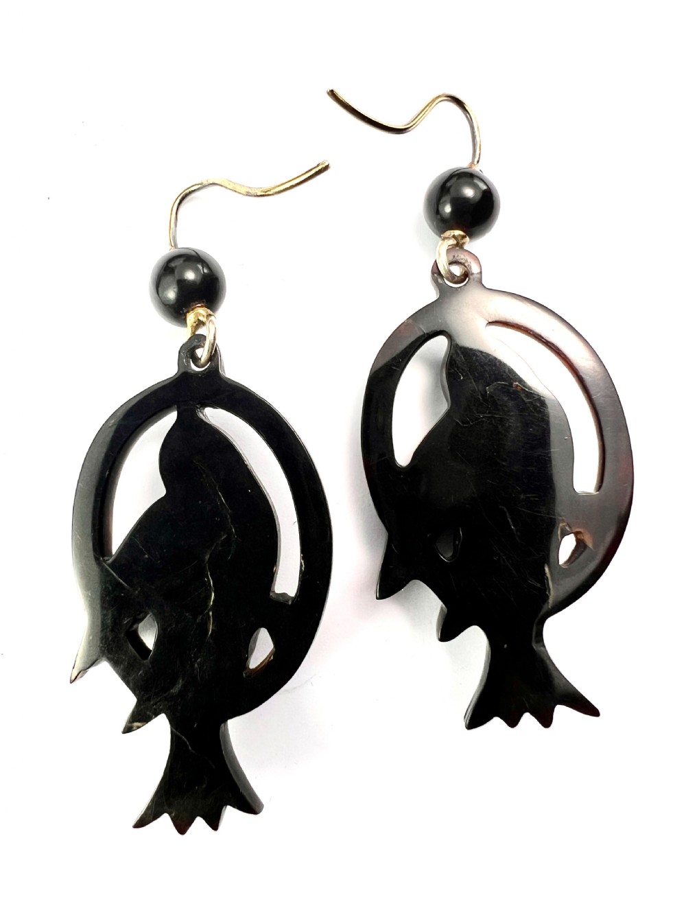 Victorian Gold and Silver Pique Bird Star Earrings View IV