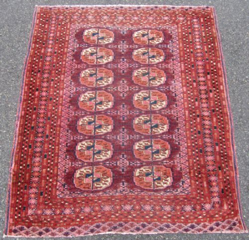Antique Country House Shabby Chic Small Saryk Turkmen Rug.