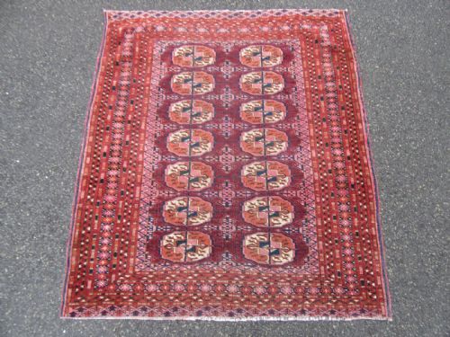 fig 1. ANTIQUE COUNTRY HOUSE SHABBY CHIC SMALL SARYK TURKMEN RUG.