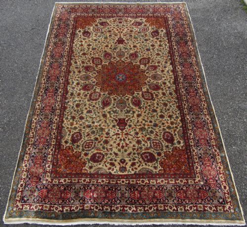 A Very Fine Antique Indian Rug of Ardabil Design. Exceptional Quality Kurk Wool.