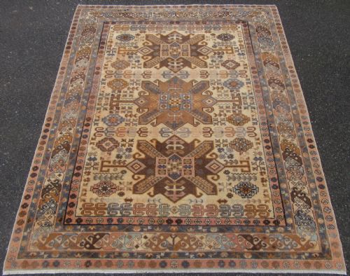 fig 1. ANTIQUE CAUCASIAN ARMENIAN ERIVAN RUG. WARM SOFT COLOURS.