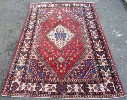 Antique Country House Bakhtiari Kurdish Rug with a Qashqai Rug Pattern. 208cm X 159cm.