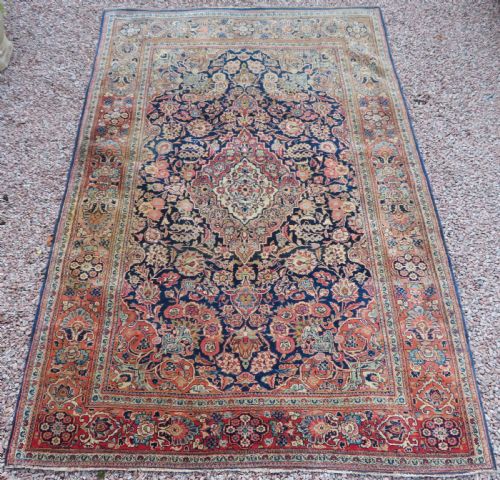 fig 1. ANTIQUE KASHAN RUG. BEAUTIFUL SOFT ABRASHED COLOURS. KURK WOOL.