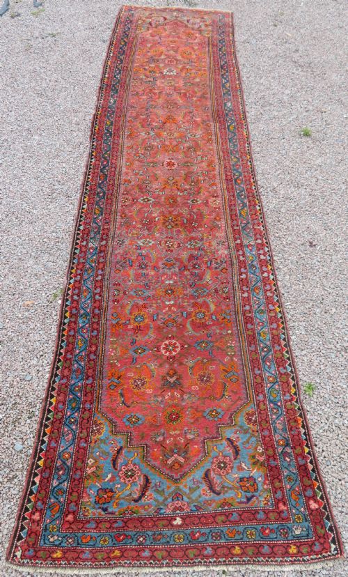 Antique Kurdish Runner Long Rug. Very Unusual Overall Look & Colours.