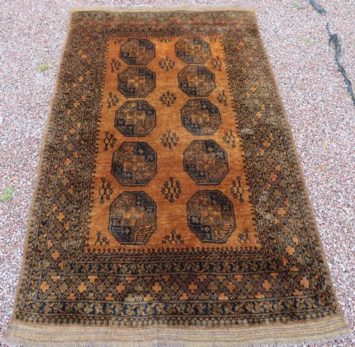 Old Gold Afghan Ersari Village Rug. Golden Afghan Rug.