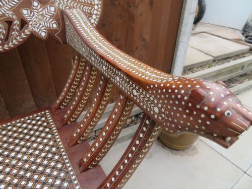 AN INDIAN HARDWOOD IVORYBONE EBONY INLAID SAVONAROLA ARMCHAIR - ADDITIONAL PHOTO 8