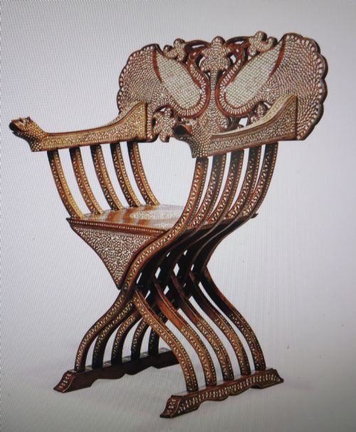 AN INDIAN HARDWOOD IVORYBONE EBONY INLAID SAVONAROLA ARMCHAIR - ADDITIONAL PHOTO 17