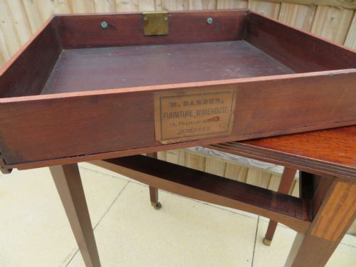 A VERY ELEGANT EARLY 19TH CENTURY MAHOGANY SATINWOOD INLAID SIDE LAMP WRITING TABLE - ADDITIONAL PHOTO 19