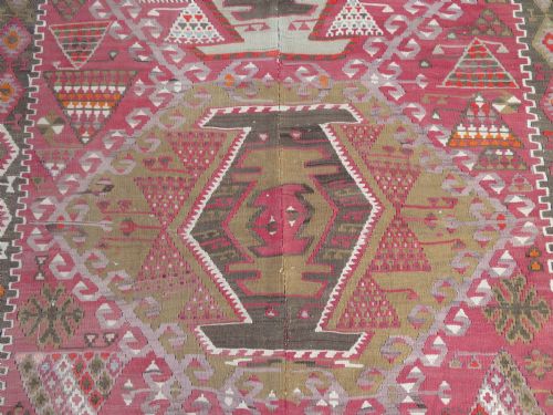 ANTIQUE TURKISH KONYA KILIM LARGE CARPET SIZE KILIM WITH SOFT COLOURS 323CM X 150CM - ADDITIONAL PHOTO 7
