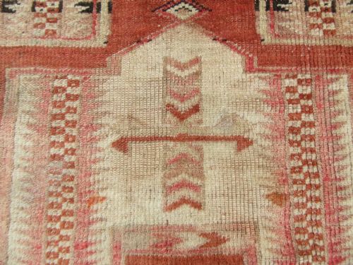 FINE OLD TURKISH MILAS VILLAGE RUG OF CAUCASIAN DESIGN ABRASHED FIELDSOFT PINKS TERRACOTTA - ADDITIONAL PHOTO 15