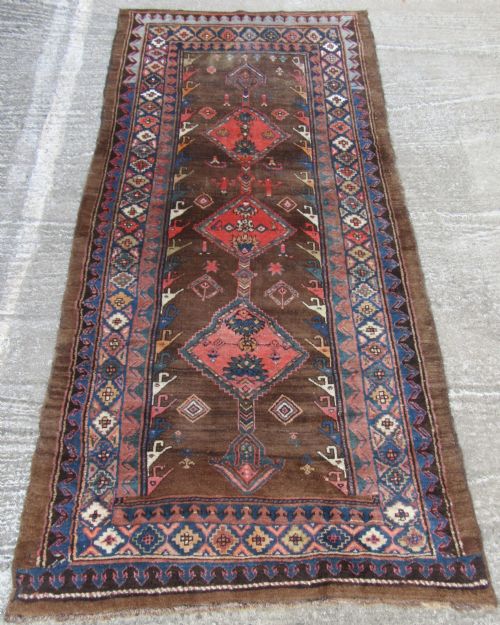 Very Amusing Antique Country House Kurdish Rug Runner. 254cm X 122cm.