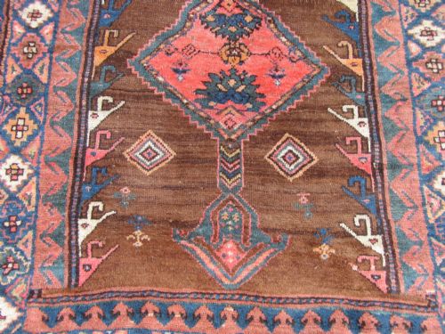 fig 1. Very Amusing Antique Country House Kurdish Rug Runner. 254CM X 122CM.
