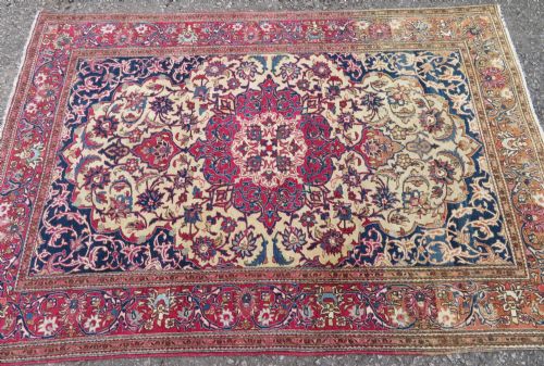 ATTRACTIVE ANTIQUE ISFAHAN RUG VERY RICH COLOURS DESIGN 207CM X 147CM - ADDITIONAL PHOTO 4