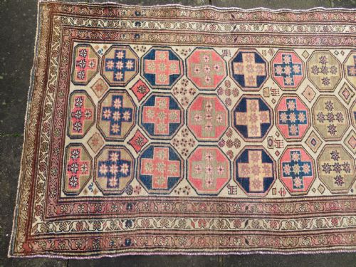 ANTIQUE COUNTRY HOUSE LARGE KURDISH RUG PAIRS OF ANIMALS 239CM X 114CM - ADDITIONAL PHOTO 2