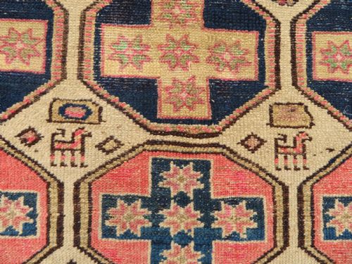 ANTIQUE COUNTRY HOUSE LARGE KURDISH RUG PAIRS OF ANIMALS 239CM X 114CM - ADDITIONAL PHOTO 6