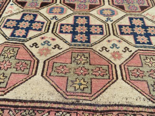 ANTIQUE COUNTRY HOUSE LARGE KURDISH RUG PAIRS OF ANIMALS 239CM X 114CM - ADDITIONAL PHOTO 19