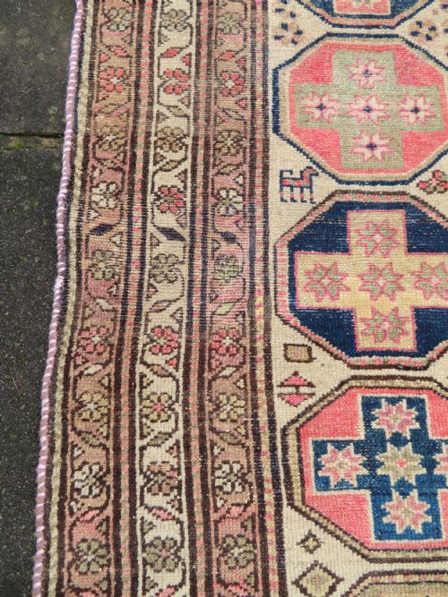 ANTIQUE COUNTRY HOUSE LARGE KURDISH RUG PAIRS OF ANIMALS 239CM X 114CM - ADDITIONAL PHOTO 12
