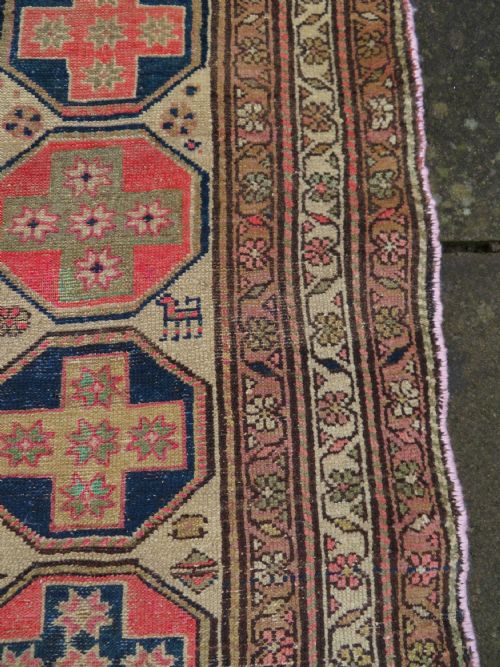 ANTIQUE COUNTRY HOUSE LARGE KURDISH RUG PAIRS OF ANIMALS 239CM X 114CM - ADDITIONAL PHOTO 13