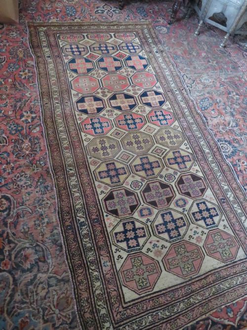 ANTIQUE COUNTRY HOUSE LARGE KURDISH RUG PAIRS OF ANIMALS 239CM X 114CM - ADDITIONAL PHOTO 26