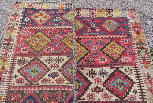 LARGE ANTIQUE DISTRESSED TURKISH KONYA REYHANLI KILIM KELIM RUG 475CM X 166CM - ADDITIONAL PHOTO 5