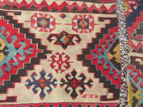 LARGE ANTIQUE DISTRESSED TURKISH KONYA REYHANLI KILIM KELIM RUG 475CM X 166CM - ADDITIONAL PHOTO 7