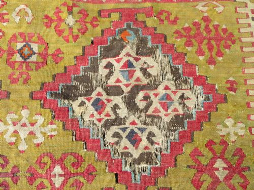 LARGE ANTIQUE DISTRESSED TURKISH KONYA REYHANLI KILIM KELIM RUG 475CM X 166CM - ADDITIONAL PHOTO 8