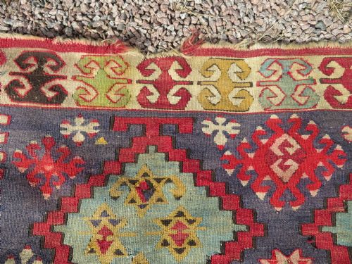 LARGE ANTIQUE DISTRESSED TURKISH KONYA REYHANLI KILIM KELIM RUG 475CM X 166CM - ADDITIONAL PHOTO 10