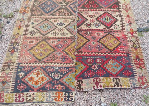 LARGE ANTIQUE DISTRESSED TURKISH KONYA REYHANLI KILIM KELIM RUG 475CM X 166CM - ADDITIONAL PHOTO 20
