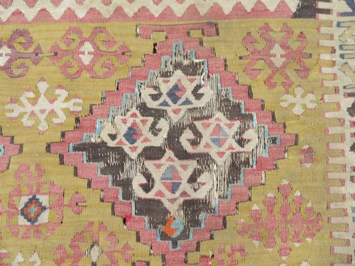 LARGE ANTIQUE DISTRESSED TURKISH KONYA REYHANLI KILIM KELIM RUG 475CM X 166CM - ADDITIONAL PHOTO 25