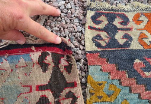 LARGE ANTIQUE DISTRESSED TURKISH KONYA REYHANLI KILIM KELIM RUG 475CM X 166CM - ADDITIONAL PHOTO 26