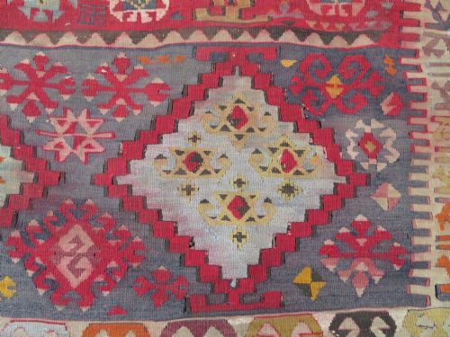 LARGE ANTIQUE DISTRESSED TURKISH KONYA REYHANLI KILIM KELIM RUG 475CM X 166CM - ADDITIONAL PHOTO 27