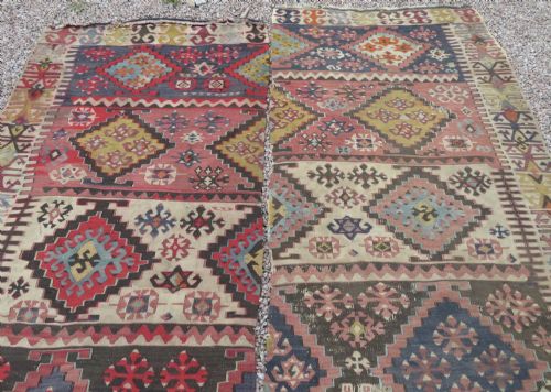 LARGE ANTIQUE DISTRESSED TURKISH KONYA REYHANLI KILIM KELIM RUG 475CM X 166CM - ADDITIONAL PHOTO 30