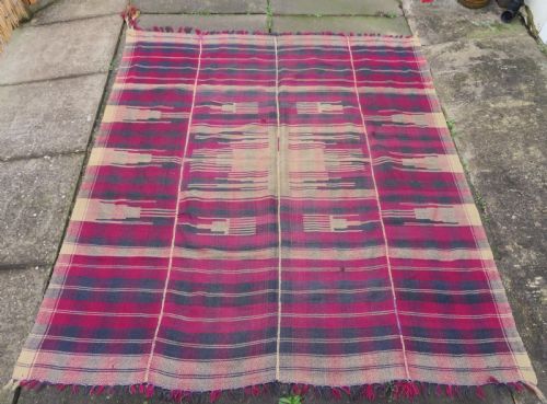 RARE ANTIQUE MOJ MOWJ JAJIM FLAT WEAVE TEXTILE WALL HANGING FLOOR SPREAD RUG BAKHTIARI TRIBES OF THE CHAR MAHALWEST PERSIA 205CM X 179CM - ADDITIONAL PHOTO 1