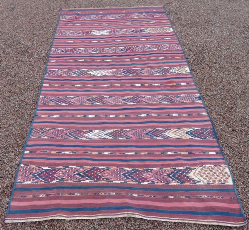 Rare Antique Tekke Turkmen Flat Weave Palas Kilim.tekke Tribes of Turkmenistan.cicim Technique.283cm X 145cm.
