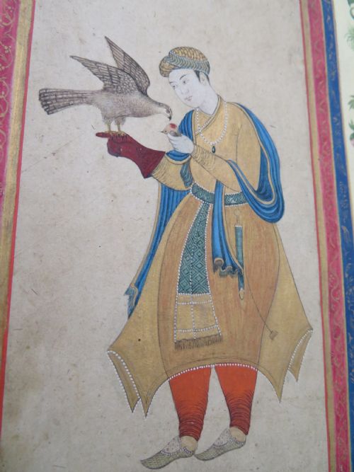 ANTIQUE INDIAN MINIATURE PAINTING A FALCONER - ADDITIONAL PHOTO 2