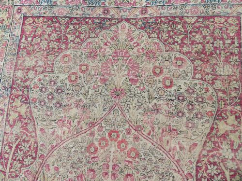 AN ANTIQUE KERMAN KIRMAN MILLEFLEURS PRAYER RUGCIRCA 1880211CM X 148CM - ADDITIONAL PHOTO 10