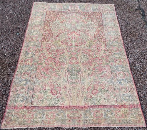 AN ANTIQUE KERMAN KIRMAN MILLEFLEURS PRAYER RUGCIRCA 1880211CM X 148CM - ADDITIONAL PHOTO 25