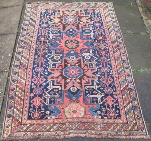 fig 1. ANTIQUE CAUCASIAN DAGHESTAN LESGHISTAN RUG.UNUSUAL FILLER ORNAMENTS.193CM X 140CM.