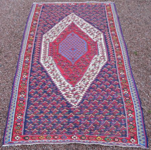 ANTIQUE KURDISH SENNEHBIJAR KILIM WEST PERSIA 234CM X 150CM - ADDITIONAL PHOTO 1