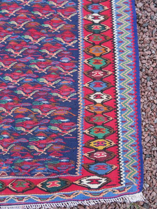 ANTIQUE KURDISH SENNEHBIJAR KILIM WEST PERSIA 234CM X 150CM - ADDITIONAL PHOTO 13
