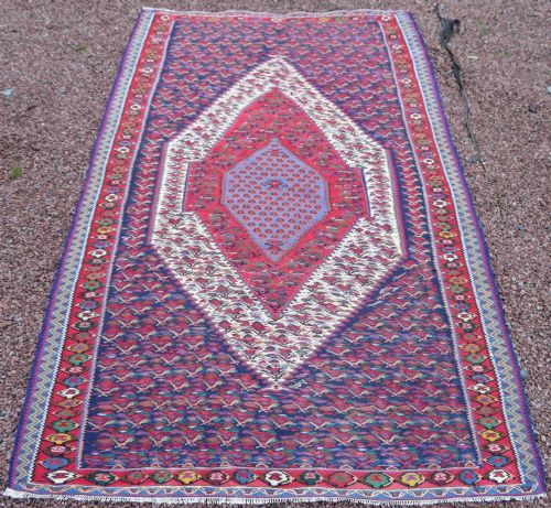 ANTIQUE KURDISH SENNEHBIJAR KILIM WEST PERSIA 234CM X 150CM - ADDITIONAL PHOTO 15