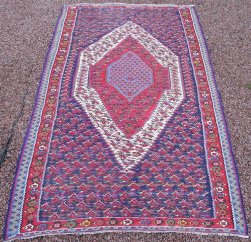 ANTIQUE KURDISH SENNEHBIJAR KILIM WEST PERSIA 234CM X 150CM - ADDITIONAL PHOTO 16