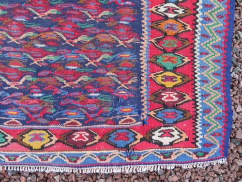 ANTIQUE KURDISH SENNEHBIJAR KILIM WEST PERSIA 234CM X 150CM - ADDITIONAL PHOTO 23